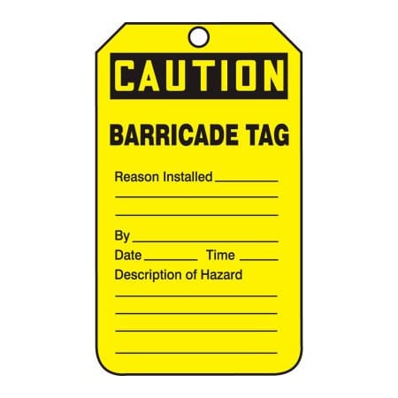 Accuform Accuform Caution Barricade Tag, RP-Plastic, 25/Pack TAB105PTP